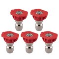 Clean Strike Pressure Washer Spray Nozzle Tips, 0-Degrees Red, 1/4 Inch 5PK (2.5 Orifice) CS-1025